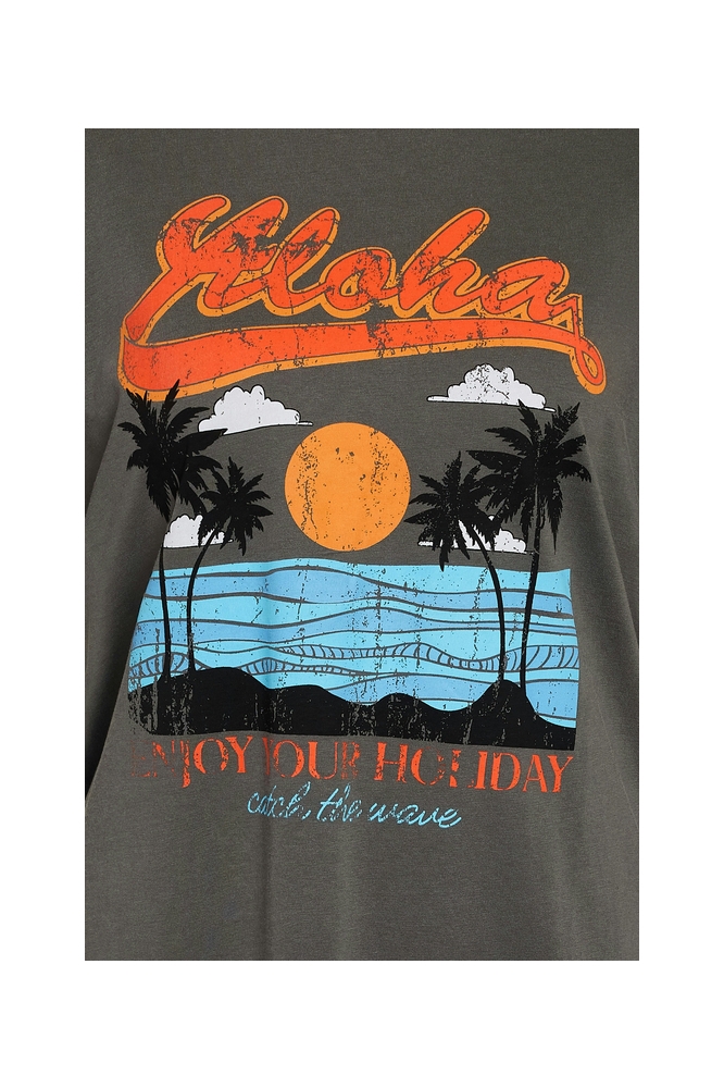 NMBOHDI GABY S/S WASHED T-SHIRT JRS 27030135 CHARCOAL GRAY
